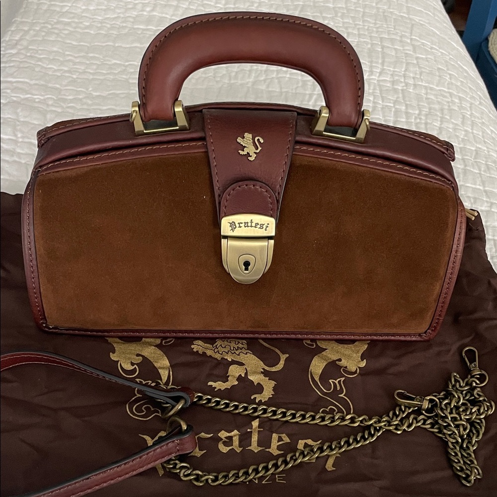 Gorgeous Pratesi Lady Brunelleschi Brown Suede Handbag
